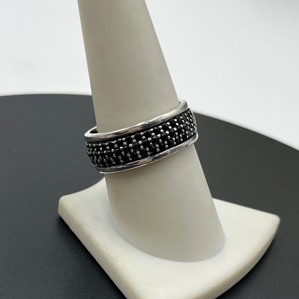 Silpada 925 Sterling Silver Jet Setter Black Spinel Ring Band Retired Sz 9.5